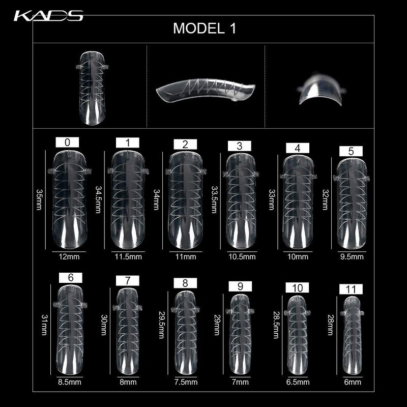 KADS 120PCS Clear Full Cover Dual Nail System Form UV Gel Acrylic Nail Art Mold Artificial Nail Tips with Scale for Extension (MODEL 1) - Image 2